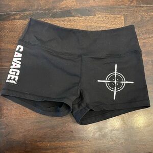 Savage Barbell Black Compression Athletic Booty Shorts CrossFit Gym Women’s Sz S